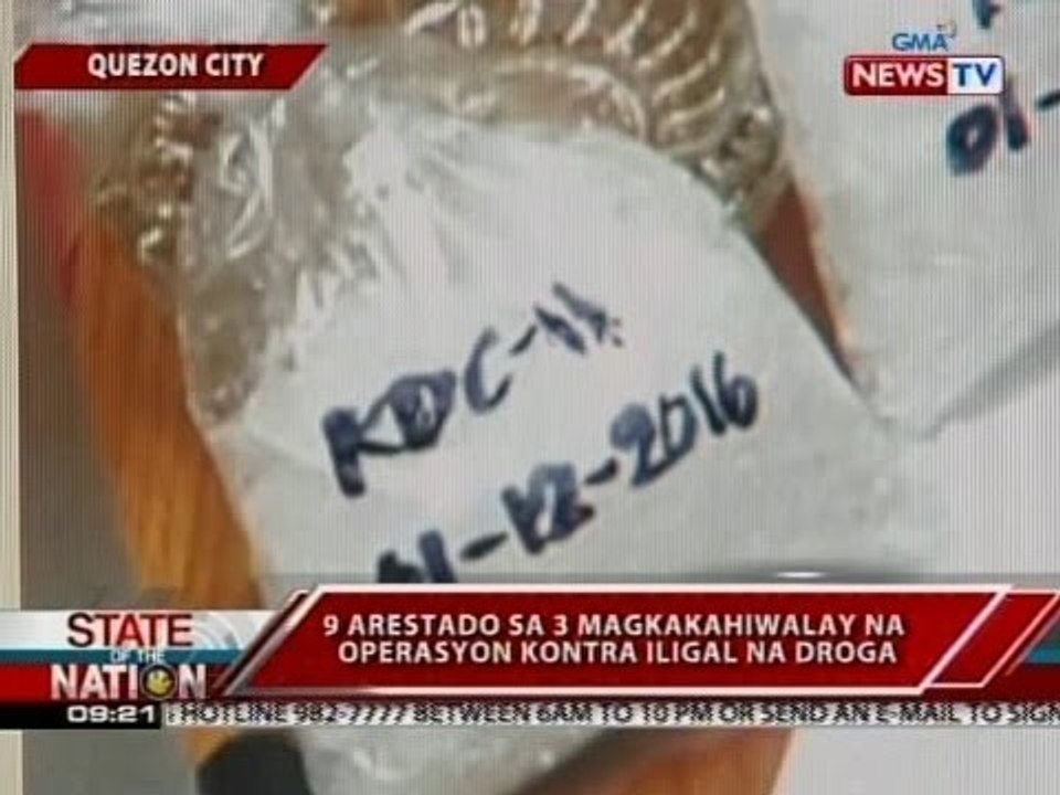 SONA: 9 arestado sa 3 magkakahiwalay na operasyon kontra iligal na droga