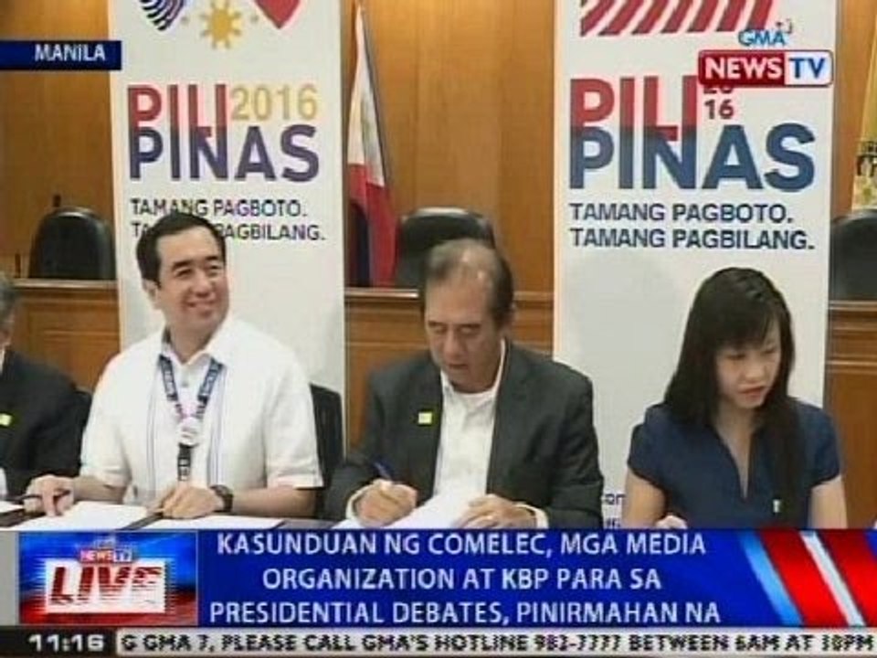 Kasunduan ng Comelec, mga media organization at KBP para sa presidential debates, pinirmahan na