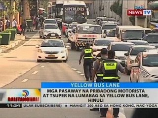 Mga pasaway na pribadong motorista at tsuper na lumabag sa yellow bus lane, hinuli