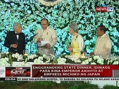 Enggrandeng state dinner, idinaos para kina Emperor Akihito at Empress Michiko ng Japan