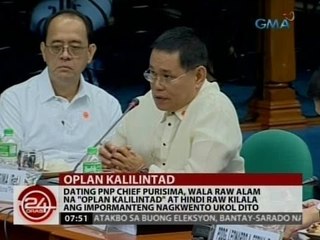 Purisima, wala raw alam na "Oplan Kalilintad" at hindi raw kilala ang impormanteng nagkwento nito