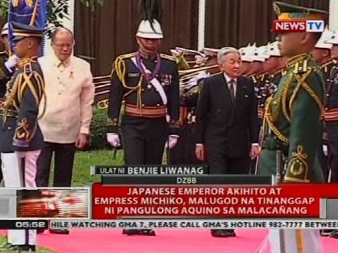 Japanese Emperor Akihito at Empress Michiko, malugod na tinanggap ni Pangulong Aquino sa Malacañang