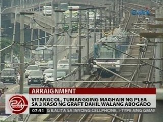Vitangcol, tumangging maghain ng plea sa 3 kaso ng graft dahil walang abogado