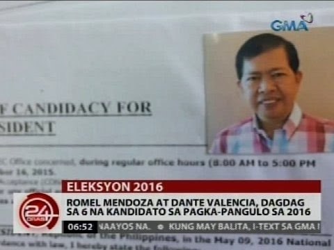 Romel Mendoza at Dante Valencia, dagdag sa 6 na kandidato sa pagka-pangulo sa 2016