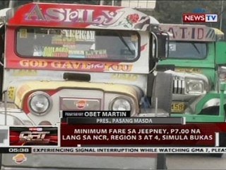 Minimum fare sa jeepney, P7.00 na lang sa NCR, Region 3 at 4, simula bukas