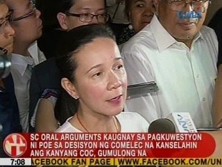 UB: Oral arguments kaugnay sa desisyon na kanselahin ang COC ni Poe, gumulong na