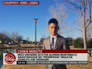 Miss Universe 2015 Pia Alonzo Wurtzbach, nakatanggap ng "promposal" mula sa isang Fil-Am teenager