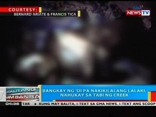 BP: Bangkay ng 'di pa nakikilalang lalaki, nahukay sa tabi ng creek