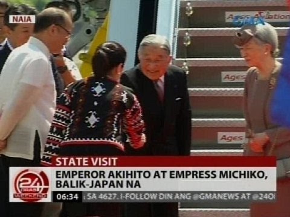 Emperor Akihito at Empress Michiko, balik-japan na matapos ang state visit