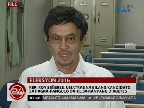 24 Oras: Rep. Roy Señeres, umatras na bilang kandidato sa pagka-pangulo dahil sa kanyang diabetes