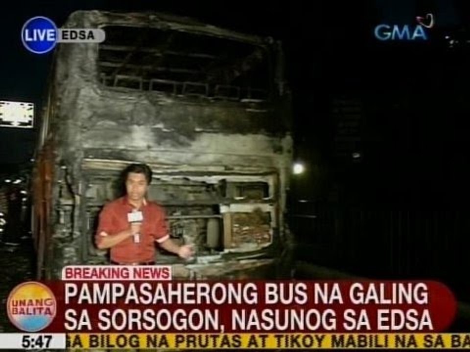 UB: Pampasaherong bus na galing sa Sorsogon, nasunog sa EDSA