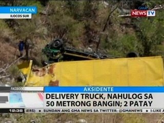 BT: Delivery truck, nahulog sa 50 metrong bangin; 2 patay