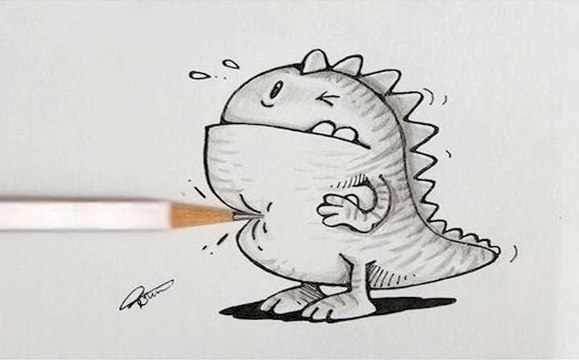how to drow (1) تعلم رسم تنين صغير بقلم الرصاص للمبتدئين