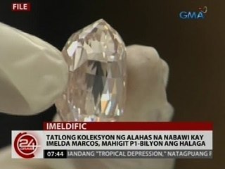 24 Oras: Tatlong koleksyon ng alahas na nabawi kay Imelda Marcos, mahigit P1-bilyon ang halaga