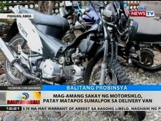 Mag-amang sakay ng motorsiklo, patay matapos sumalpok sa delivery van