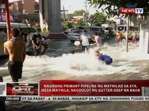 Nasirang primary pipeline ng Maynilad sa Sta. Mesa Maynila, nagdulot ng gutter-deep na baha