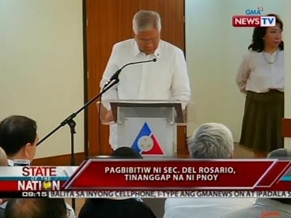 SONA: Pag-bitiw ni Sec. Del Rosario, tinanggap na ni PNoy