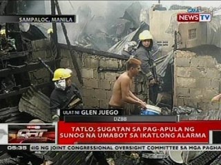 Tatlo, sugatan sa pag-apula ng sunog na umabot sa ikatlong alarma