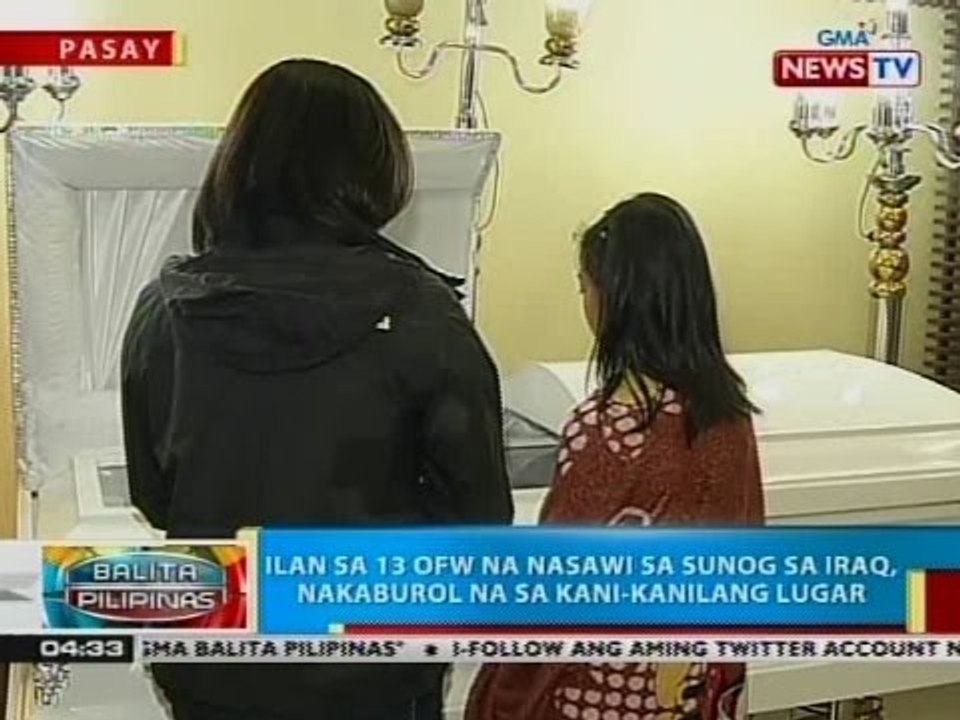 BP: Ilan sa 13 OFW na nasawi sa sunog sa Iraq, nakaburol na sa kani-kanilang lugar