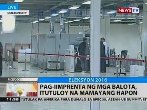 BT: Pag-iimprenta ng mga balota, itutuloy na mamayang hapon