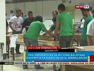 BP: Pag-iimprenta ng 56 milyong balotang gagamitin sa eleksyon 2016, sinimulan na