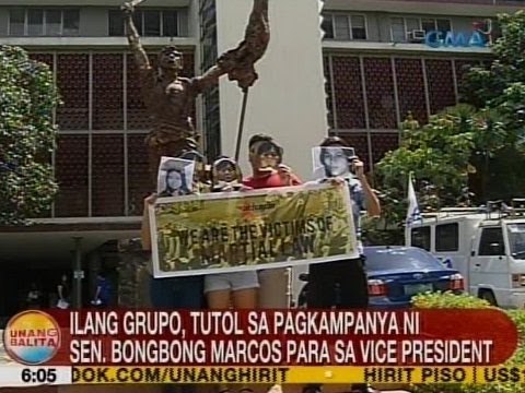 UB: Ilang grupo, tutol sa pagkampanya ni Sen. Bongbong Marcos para sa vice president