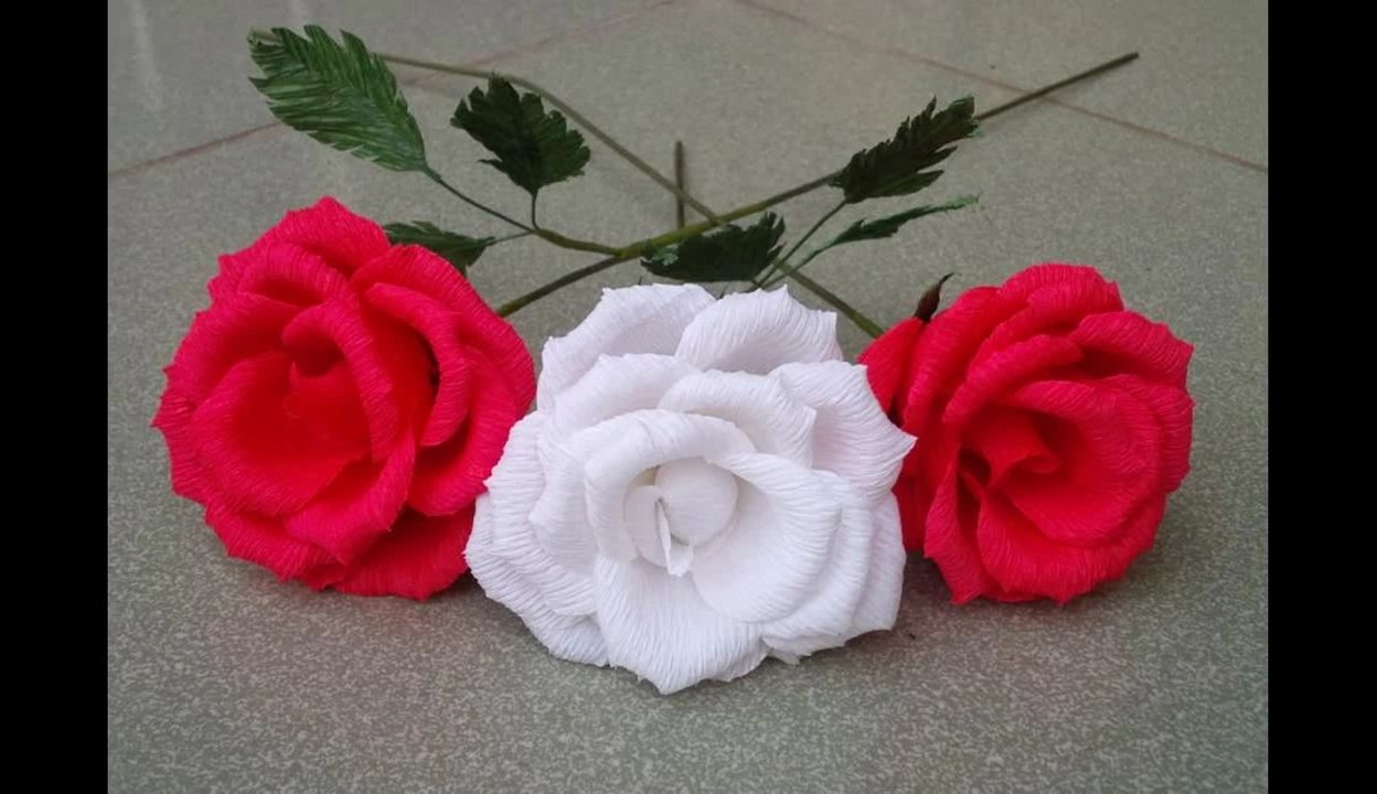 How To Make Rose Paper Flower From Crepe Paper - Craft Tutorial