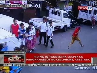 Riding-in-tandem na suspek sa panghahablot ng cellphone, arestado