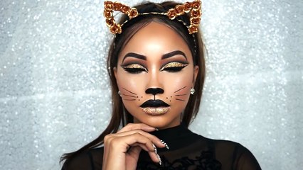 Halloween Full Glam _ Cat Face Makeup