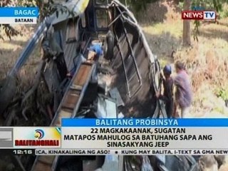 BT: 22 magkakaanak, sugatan matapos mahulog sa batuhang sapa ang sinasakyang jeep