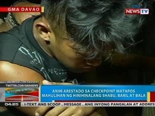 Anim arestado sa checkpoint matapos mahulihan ng hinihinalang shabu, baril at bala