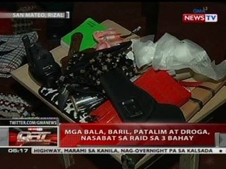QRT: Mga bala, baril, patalim at droga, nasabat sa raid sa 3 bahay