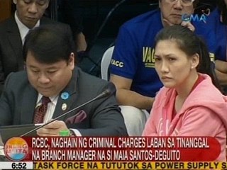 UB: RCBC, anghain ng criminal charges vs. Maia Santos-Deguito