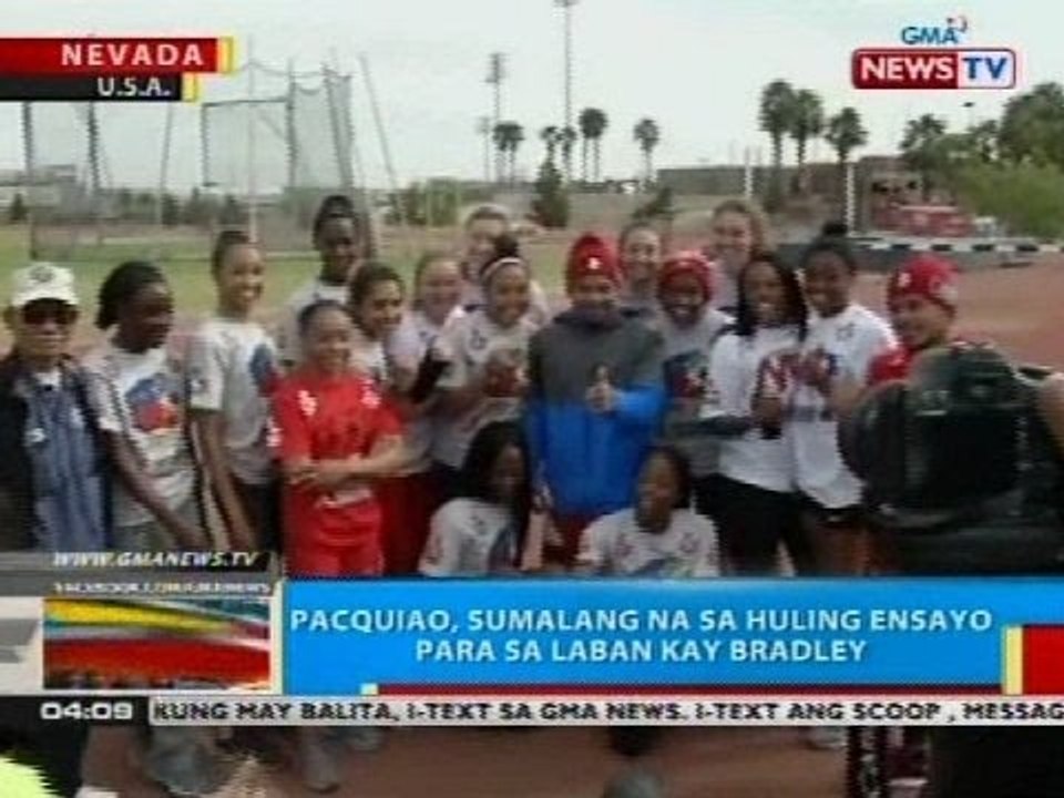 BP: Pacquiao, sumalang na sa huling ensayo para sa laban kay Bradley