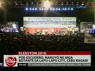 24 Oras: Poe-Escudero, nanuyo ng mga botante sa Lapu-Lapu City, Cebu