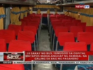 10 sakay ng bus, isinugod sa ospital matapos makalanghap ng kemikal na galing sa bag ng pasahero