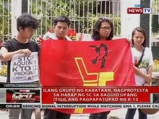 Ilang grupo ng kabataan, nag protesta sa harap ng SC Baguio upang itigil ang pagpapatupad ng K-12