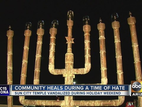 Sun City temple vandalized, community standing behind them
