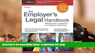 READ book  Employer s Legal Handbook, The: Manage Your Employees   Workplace Effectively READ