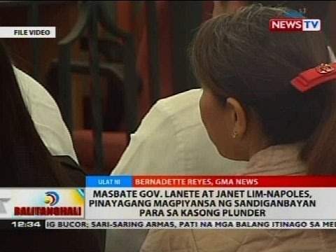 Masbate Gov. Lanete at Napoles, pinayagang magpiyansa ng Sandiganbayan para sa kasong plunder
