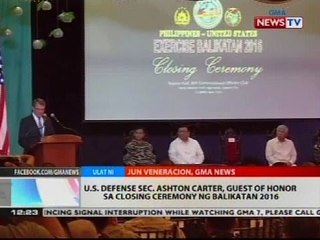 U.S. Defense Sec. Ashton Carter, guest of honor sa closing ceremony ng Balikatan 2016