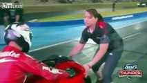 Funny video - Drag racers have to hot foot it to the finish line-hoojERu7oFI