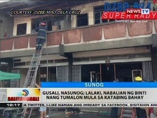 Gusali, nasunog; lalaki, nabalian ng binti nang tumalon mula sa katabing bahay