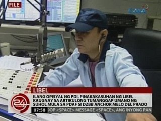 Ilang opisyal ng PDI, pinakakasuhan ng libel sa pagtanggap umano ng suhol mula sa PDAF si Del Prado