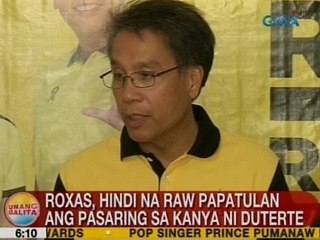 UB: Roxas, hindi na raw papatulan ang pasaring sa kanya ni Duterte