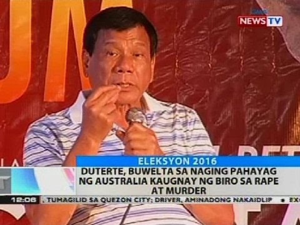 Duterte, buwelta sa naging pahayag ng Australia kaugnay ng biro sa rape at murder