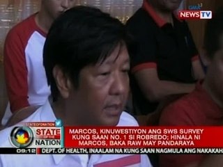 SONA: Marcos, kinuwestiyon ang SWS survey kung saan no. 1 si Robredo