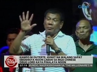 Kampo ni Duterte, iginiit na walang sapat ebidensya laban sa mga Chinese drug lord kaya pinalaya