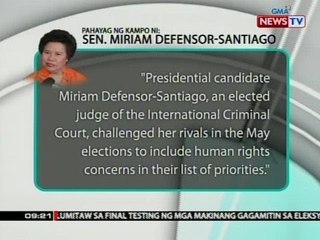 SONA: Santiago, hinamon ang mga katunggali na bigyang-pansin ang mga isyu ng karapatang pantao