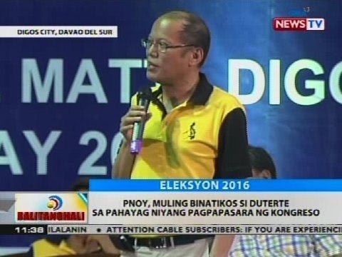 PNoy, muling binatikos si Duterte sa pahayag niyang pagpapasara ng Kongreso